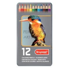 Estuche metálico 12 lápices color Bruynzeel pájaro