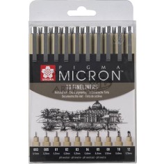 Set 10 rotuladores calibrados Pigma Micron negro