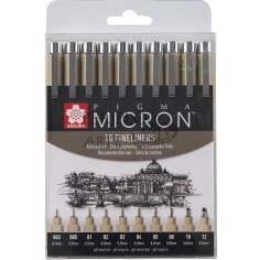 Set 6 rotuladores calibrados permanentes negros PIGMA MICRON SAKURA