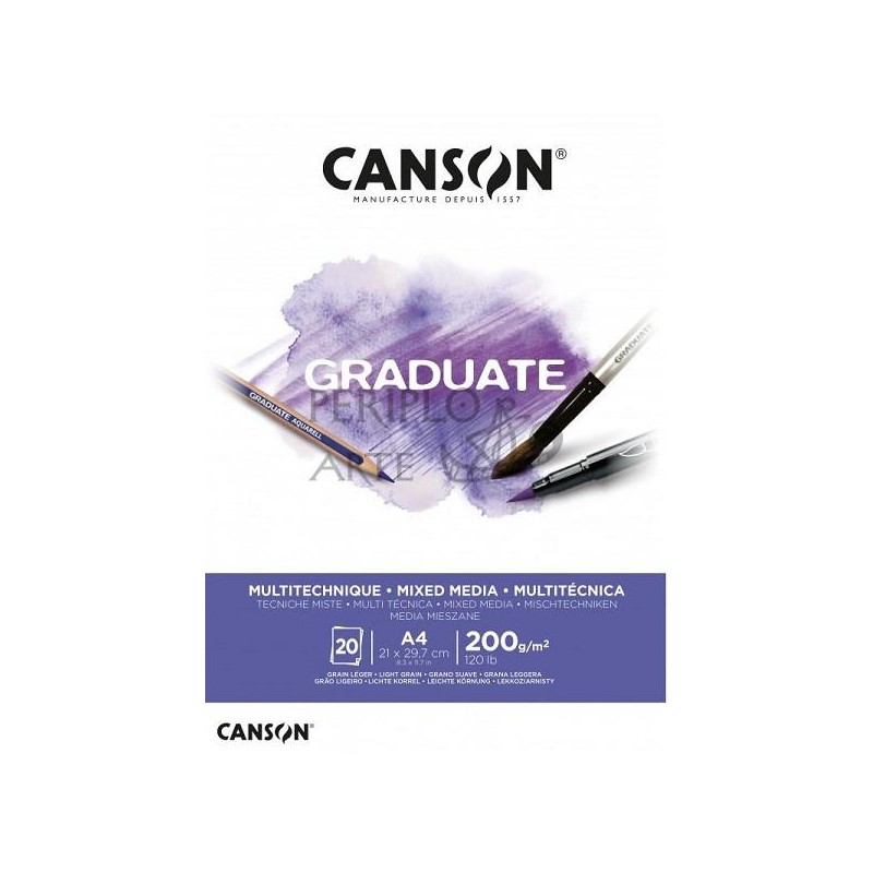 Bloc Multitécnica Canson Graduate A4 200g 20h