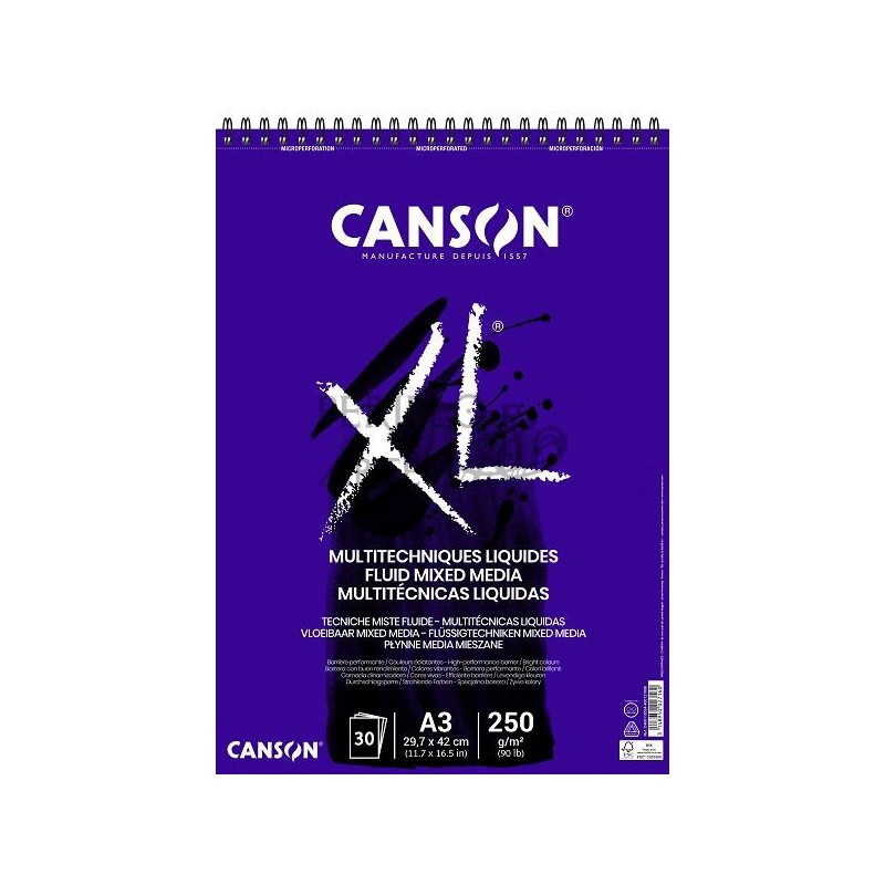 Bloc Canson XL Multitécnica líquidas A3 30h 250g