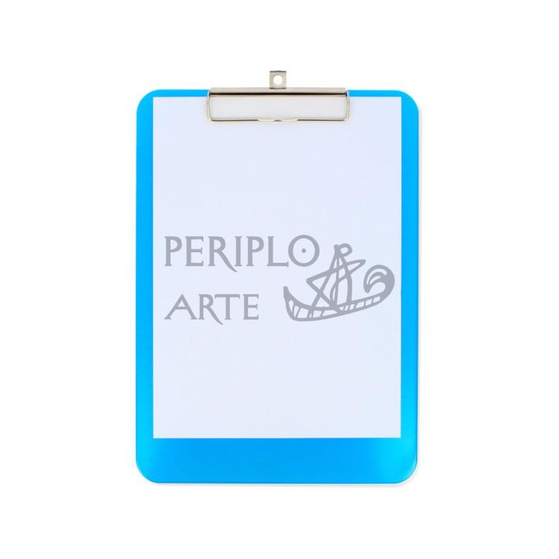 Sujeta papeles con pinza A4 regla lateral azul 