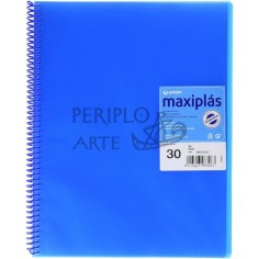 Carpeta espiral 30 fundas A4 azul Maxiplas