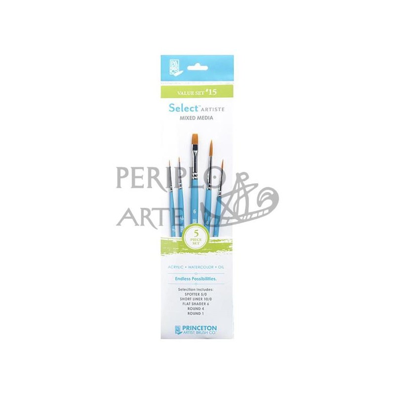 Estuche 5 pinceles Mixed Media  15 Princeton
