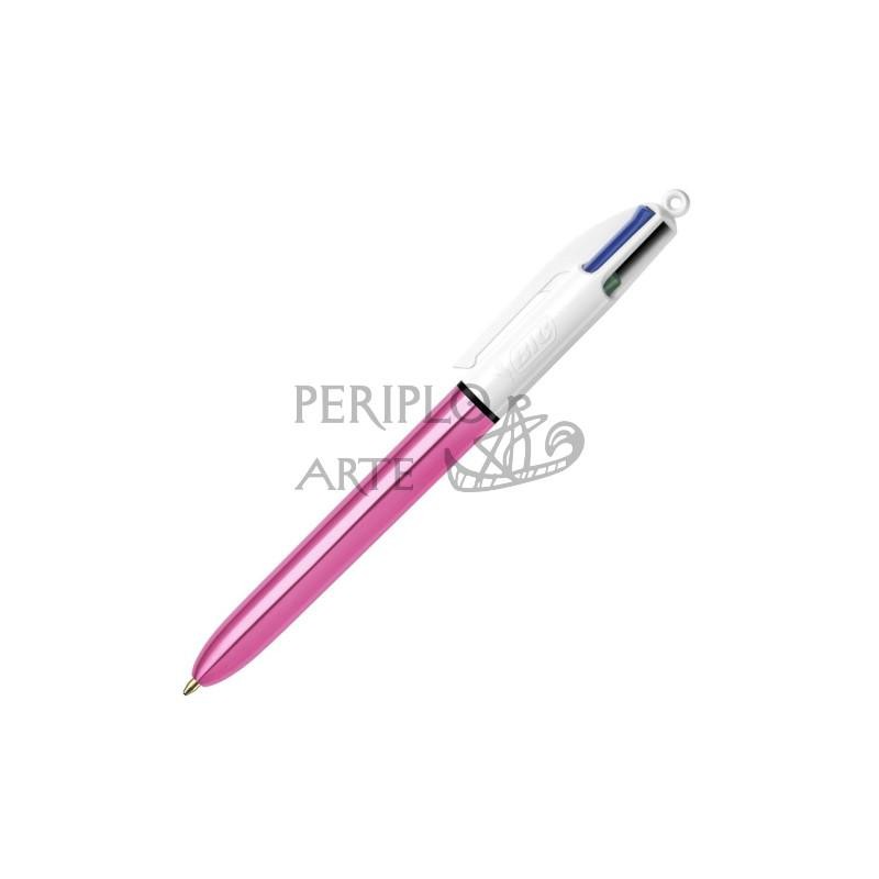 Bolígrafo BIC 4 colores rosa brillante