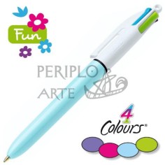 Bolígrafo BIC 4 colores Fun pastel celeste