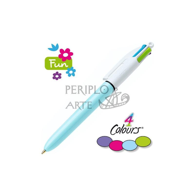 Bolígrafo BIC 4 colores Fun pastel celeste