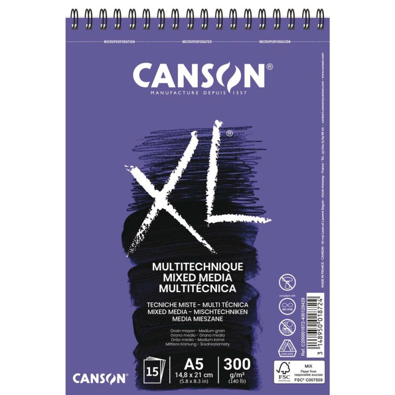 Bloc Canson XL Multitécnica A5 15h 300g