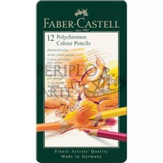 Estuche metal 12 lápices Polychromos Faber-Castell