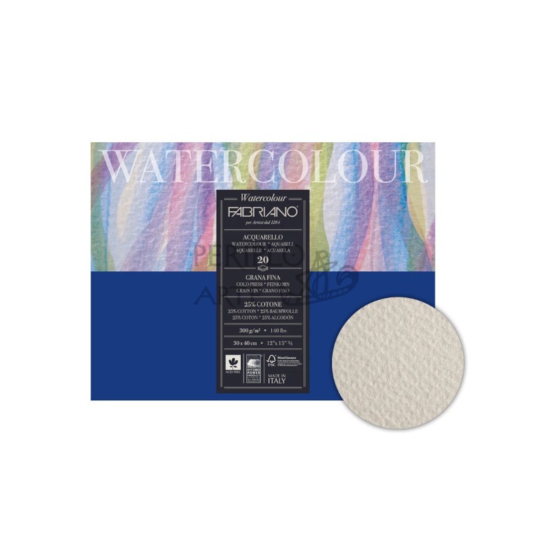 Bloc Watercolour Fabriano 30x40cm 75h 200g Bloc Watercolour Fabriano 30x40cm 75h 200g