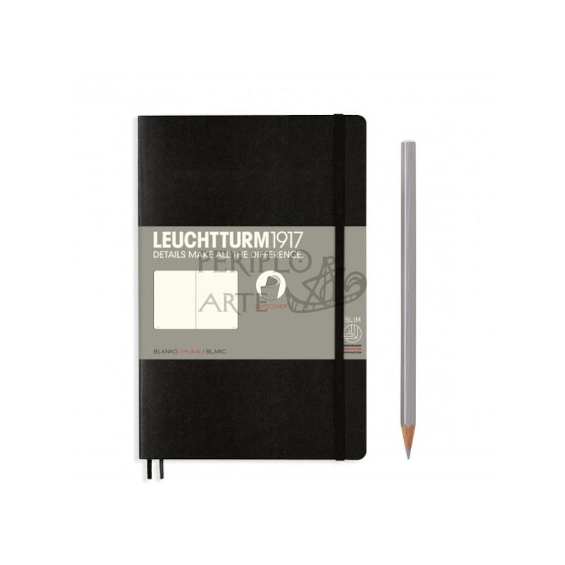 Cuaderno notas liso B6 tapa blanda Black