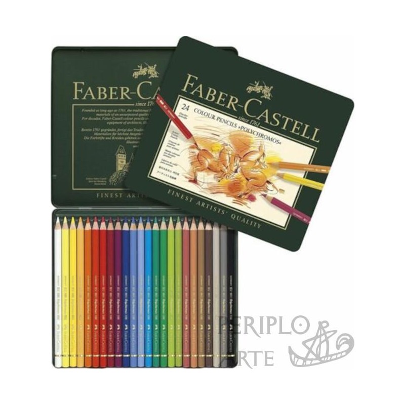 Estuche metal 24 lápices Polychromos Faber-Castell