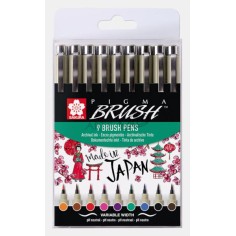 Set 9 rotuladores colores Pigma Brush Sakura