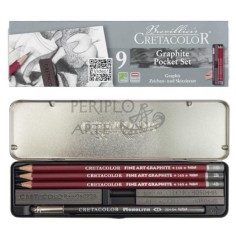 Estuche metálico set Grafito 9 piezas Cretacolor