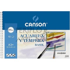 Bloc Basik Canson Acuarela Témpera A3  10h 370g 