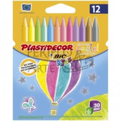 Caja 12 ceras Plastidecor colores pastel