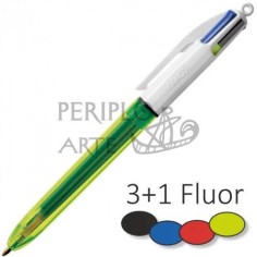 Bolígrafo 4 colores BIC 3 1 flúor amarillo