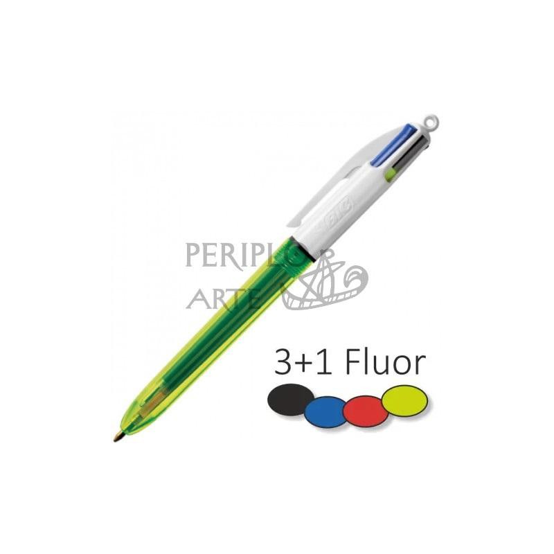 Bolígrafo 4 colores BIC 3 1 flúor amarillo