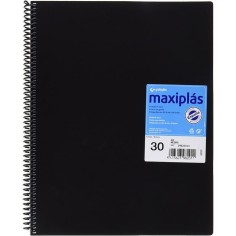 Carpeta espiral 30 fundas A4 negro Maxiplas