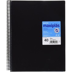 Carpeta espiral 40 fundas A4 negro Maxiplas