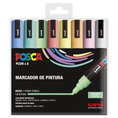 Estuche 8 rotuladores Posca PC-5M Pastel