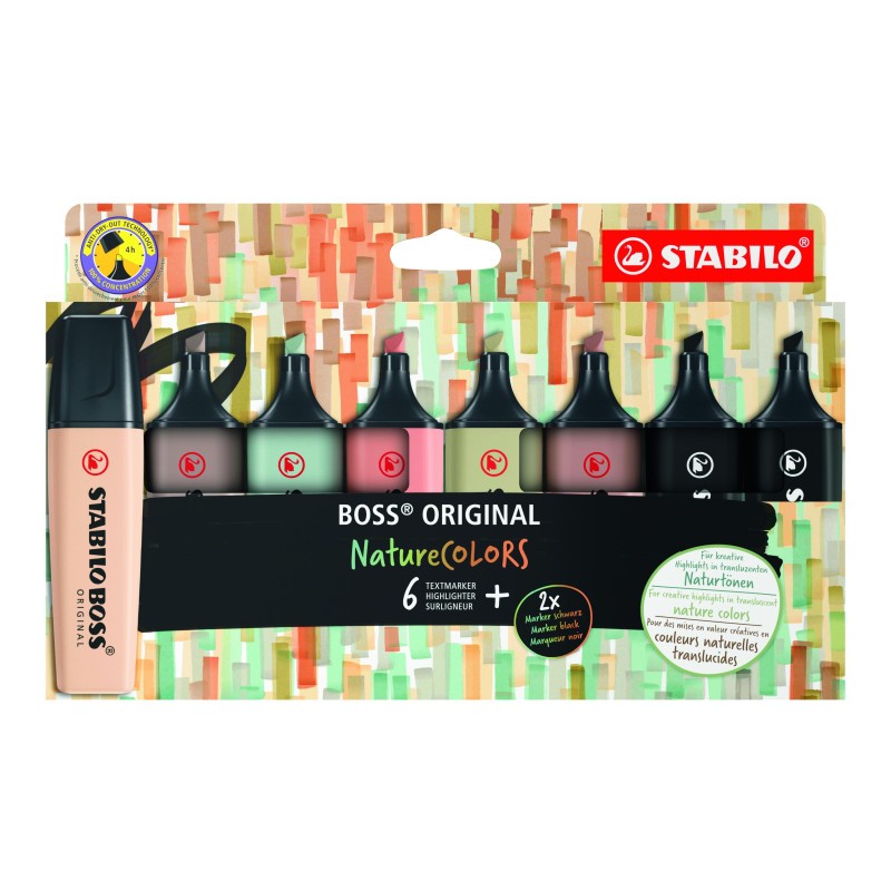 Estuche 6 marcadores NatureColors Stabilo   2 negr