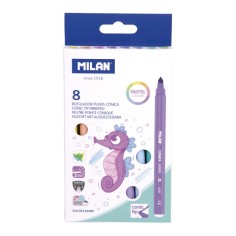 Caja 8 rotuladores pastel punta cónica Milan
