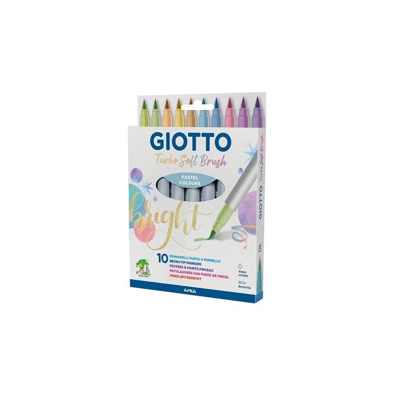 Caja 10 rotuladores Turbo Soft Brush Pastel Giotto
