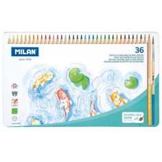 Caja 36 lápices acuarelables mina gruesa Milan