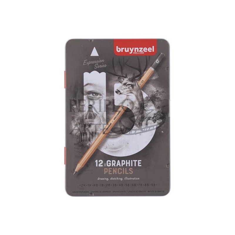 Estuche metálico 12 lápices grafito Bruynzeel Expr