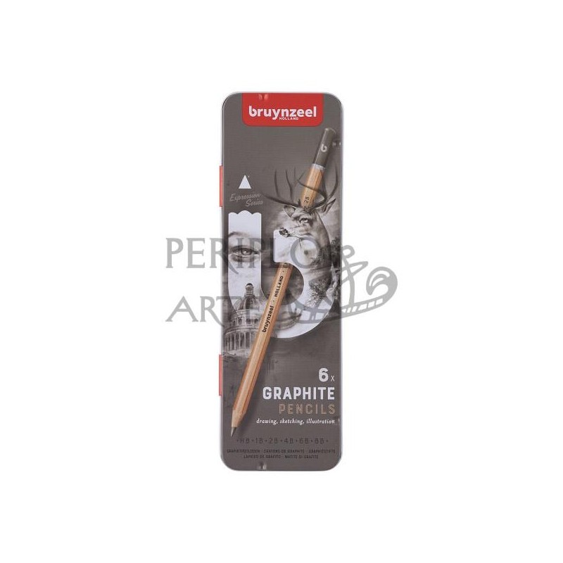 Estuche metálico 6 lápices grafito Bruynzeel expre