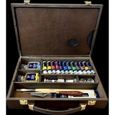 Maletín madera tubos óleo extrafino Titan 12x20ml 