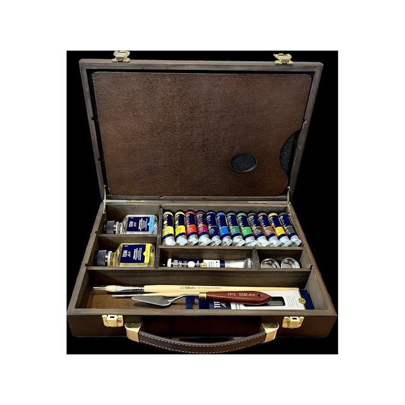 Maletín madera tubos óleo extrafino Titan 12x20ml Maletín madera tubos óleo extrafino Titan 12x20ml