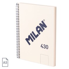 Cuaderno A5 Milan 430 espiral tapa dura Liso Blanc