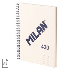 Cuaderno A5 Milan 430 espiral tapa dura Raya Beige