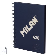 Cuaderno A5 Milan 430 espiral tapa dura Raya Azul