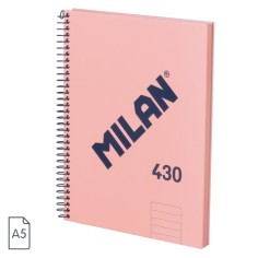 Cuaderno A5 Milan 430 espiral tapa dura Raya Rosa