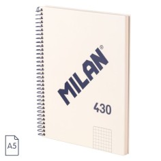 Cuaderno A5 Milan 430 espiral tapa dura 5x5 Beige