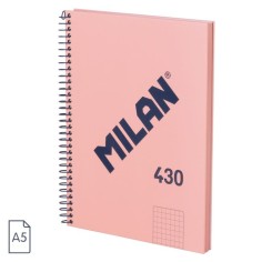 Cuaderno A5 Milan 430 espiral tapa dura 5x5 Rosa