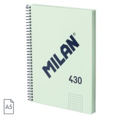 Cuaderno A5 Milan 430 espiral tapa dura 5x5 Verde