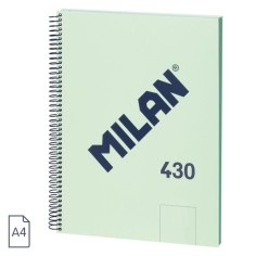 Cuaderno A4 Milan 430 espiral tapa dura Liso Verde
