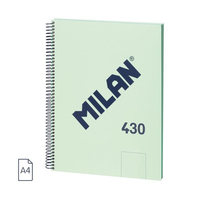 Cuaderno A4 Milan 430 espiral tapa dura Liso Verde Cuaderno A4 Milan 430 espiral tapa dura Liso Verde