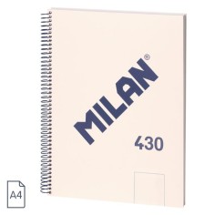 Cuaderno A4 Milan 430 espiral tapa dura Liso Beige