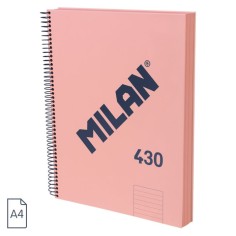 Cuaderno A4 Milan 430 espiral tapa dura Raya Rosa