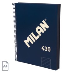 Cuaderno A4 Milan 430 espiral tapa dura Raya Azul