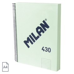 Cuaderno A4 Milan 430 espiral tapa dura Raya Verde