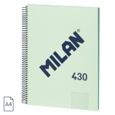 Cuaderno A4 Milan 430 espiral tapa dura 5x5 Verde