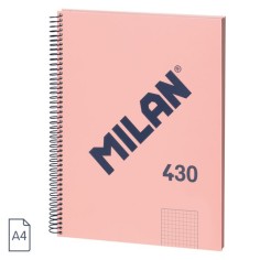 Cuaderno A4 Milan 430 espiral tapa dura 5x5 Rosa