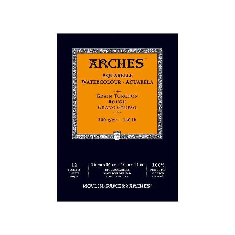 Bloc acuarela Arches grano grueso 12h 300g 26x36cm Bloc acuarela Arches grano grueso 12h 300g 26x36cm