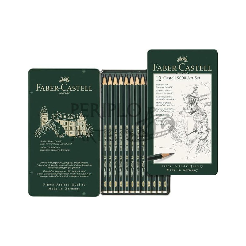 Lápices Faber Castell 9000 caja metal 12
